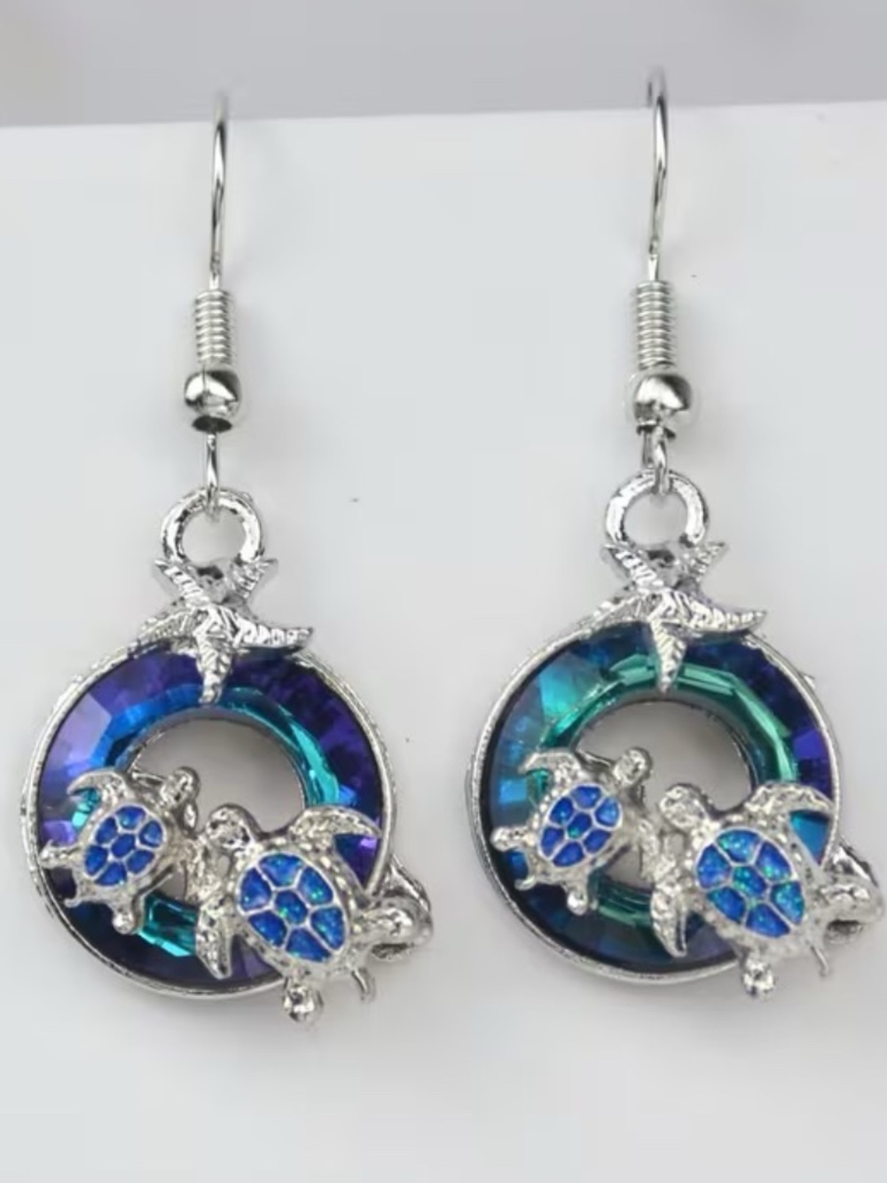 Elegant Turtle and Starfish Dangle Earrings